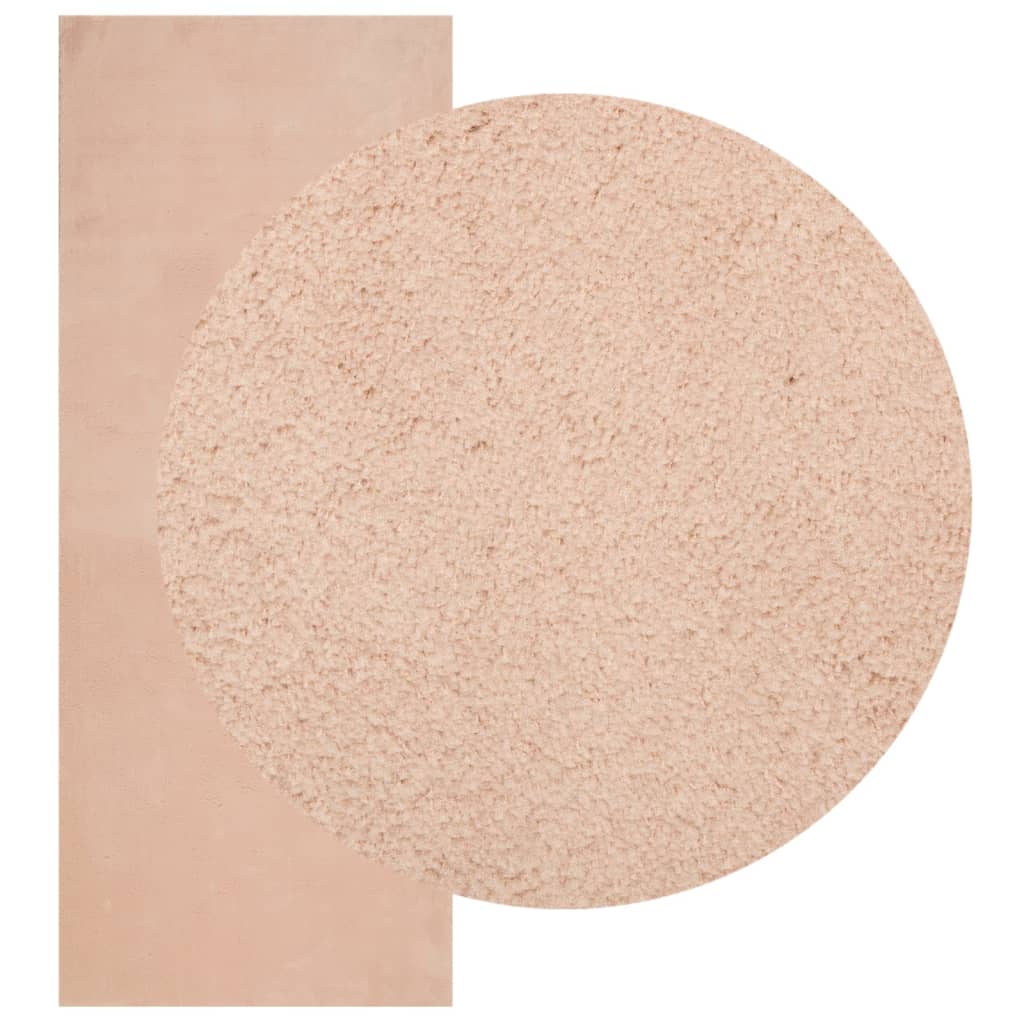 Teppe HUARTE kort luv mykt og vaskbart blush 80x200 cm