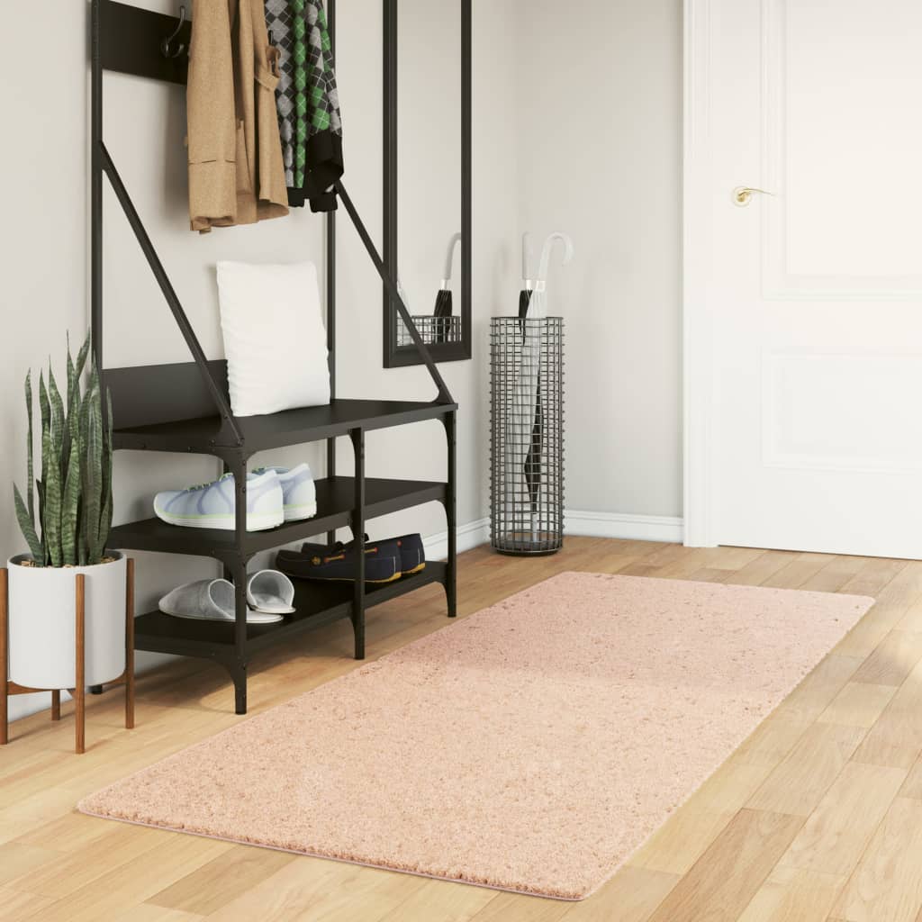 Teppe HUARTE kort luv mykt og vaskbart blush 80x200 cm