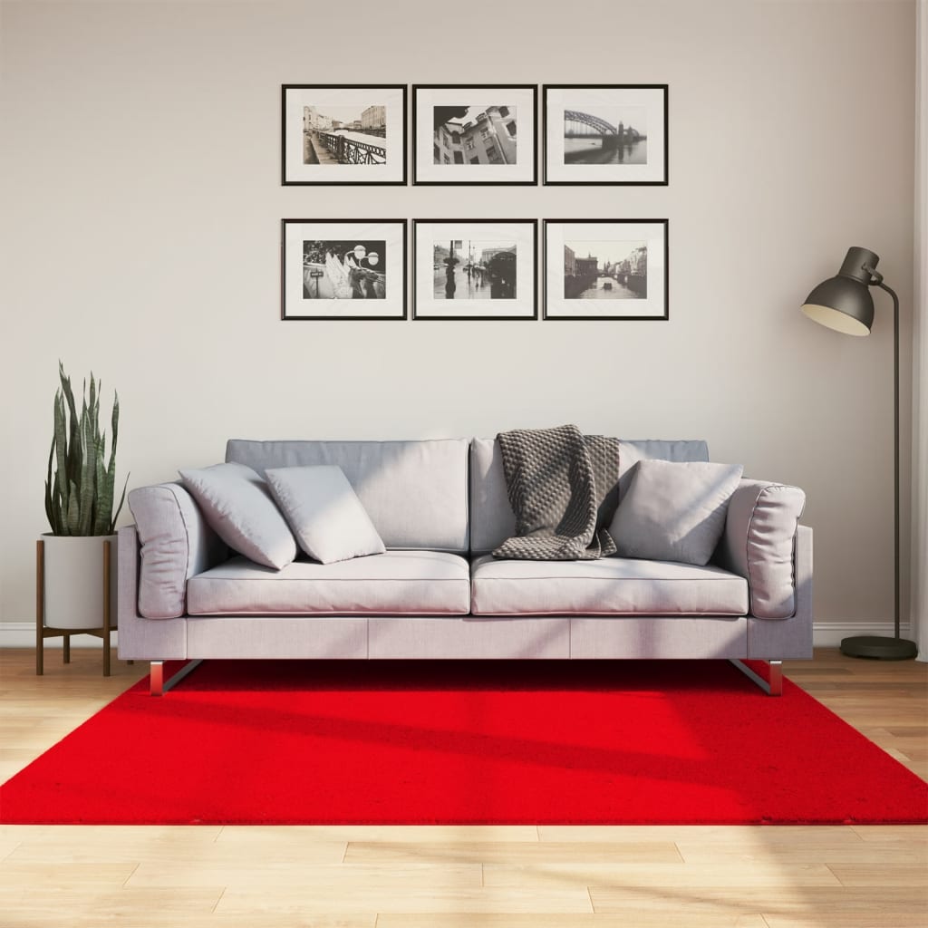 Teppe HUARTE kort luv mykt og vaskbart rød 160x160 cm