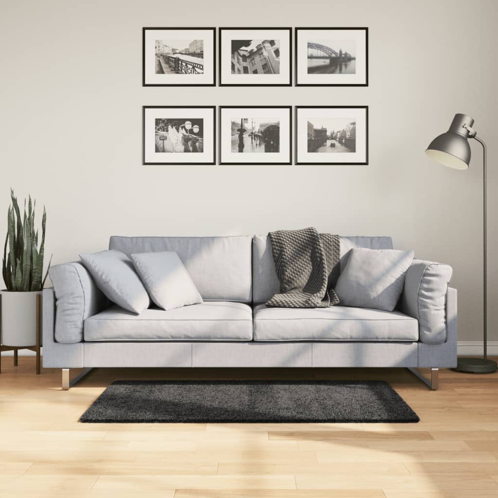 Tykt teppe PAMPLONA høy luv moderne antrasitt 60x110 cm