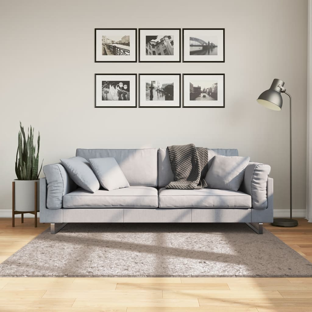 Tykt teppe PAMPLONA høy luv moderne beige 160x160 cm