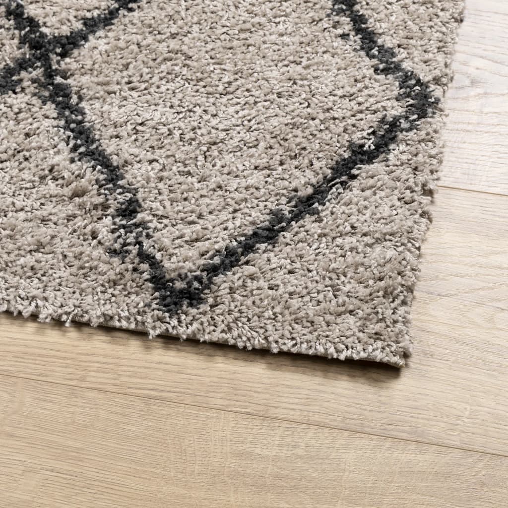 Tykt teppe PAMPLONA høy luv moderne beige antrasitt 240x240 cm