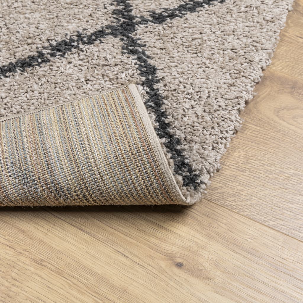 Tykt teppe PAMPLONA høy luv moderne beige antrasitt 240x240 cm