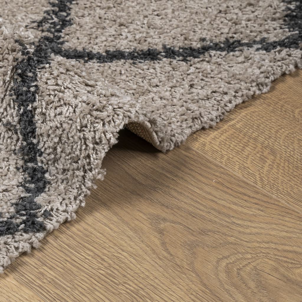 Tykt teppe PAMPLONA høy luv moderne beige antrasitt 240x240 cm
