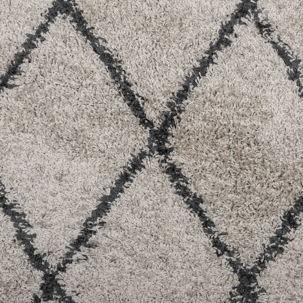Tykt teppe PAMPLONA høy luv moderne beige antrasitt 240x240 cm
