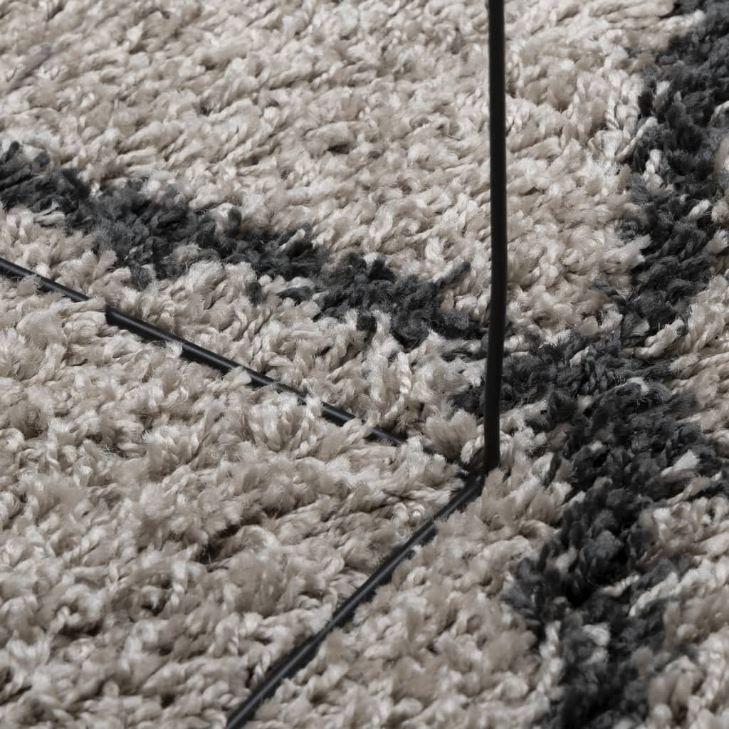 Tykt teppe PAMPLONA høy luv moderne beige antrasitt Ø 120 cm