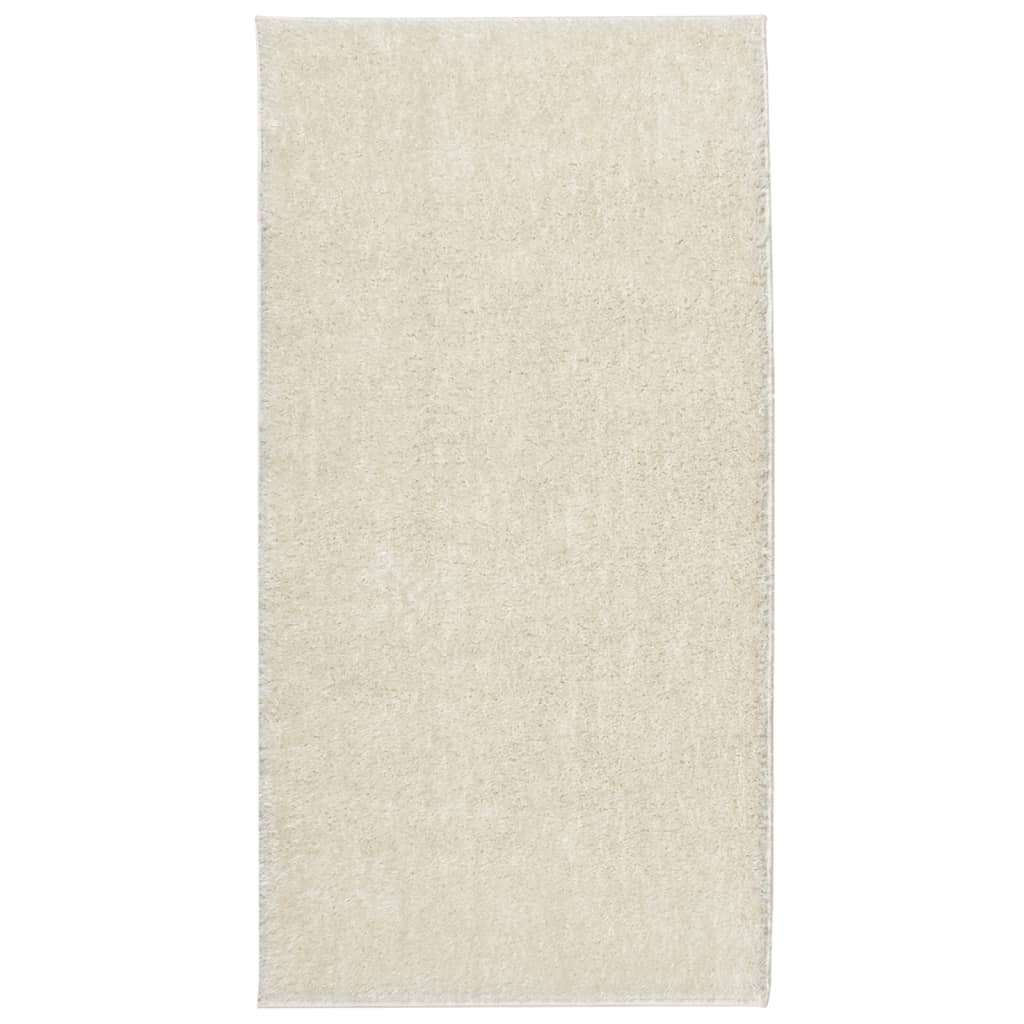 Teppe ISTAN med lang luv skinnende utseende kremhvit 100x200 cm