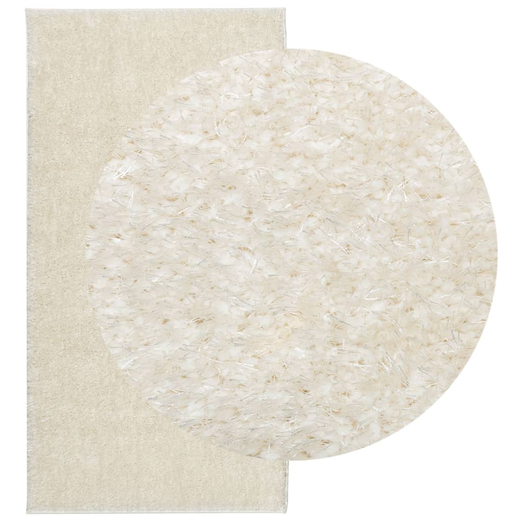 Teppe ISTAN med lang luv skinnende utseende kremhvit 100x200 cm