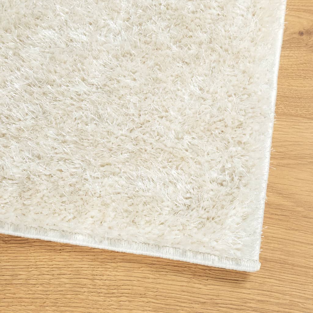 Teppe ISTAN med lang luv skinnende utseende kremhvit 100x200 cm