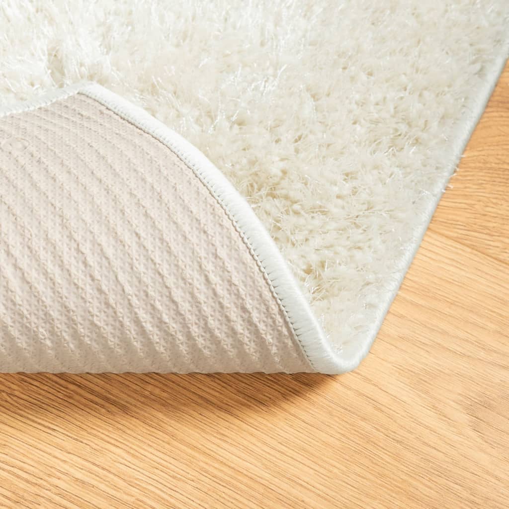 Teppe ISTAN med lang luv skinnende utseende kremhvit 100x200 cm