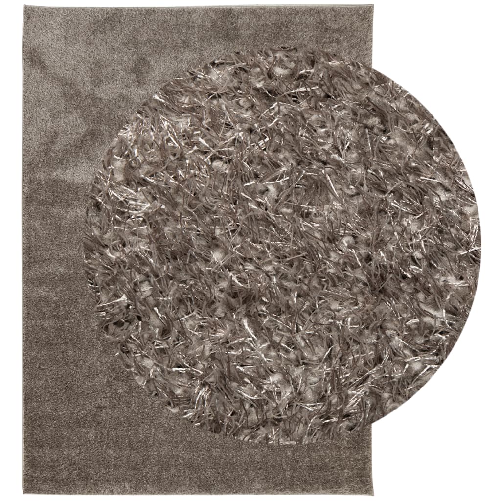 Teppe ISTAN med lang luv skinnende utseende grå 200x280 cm