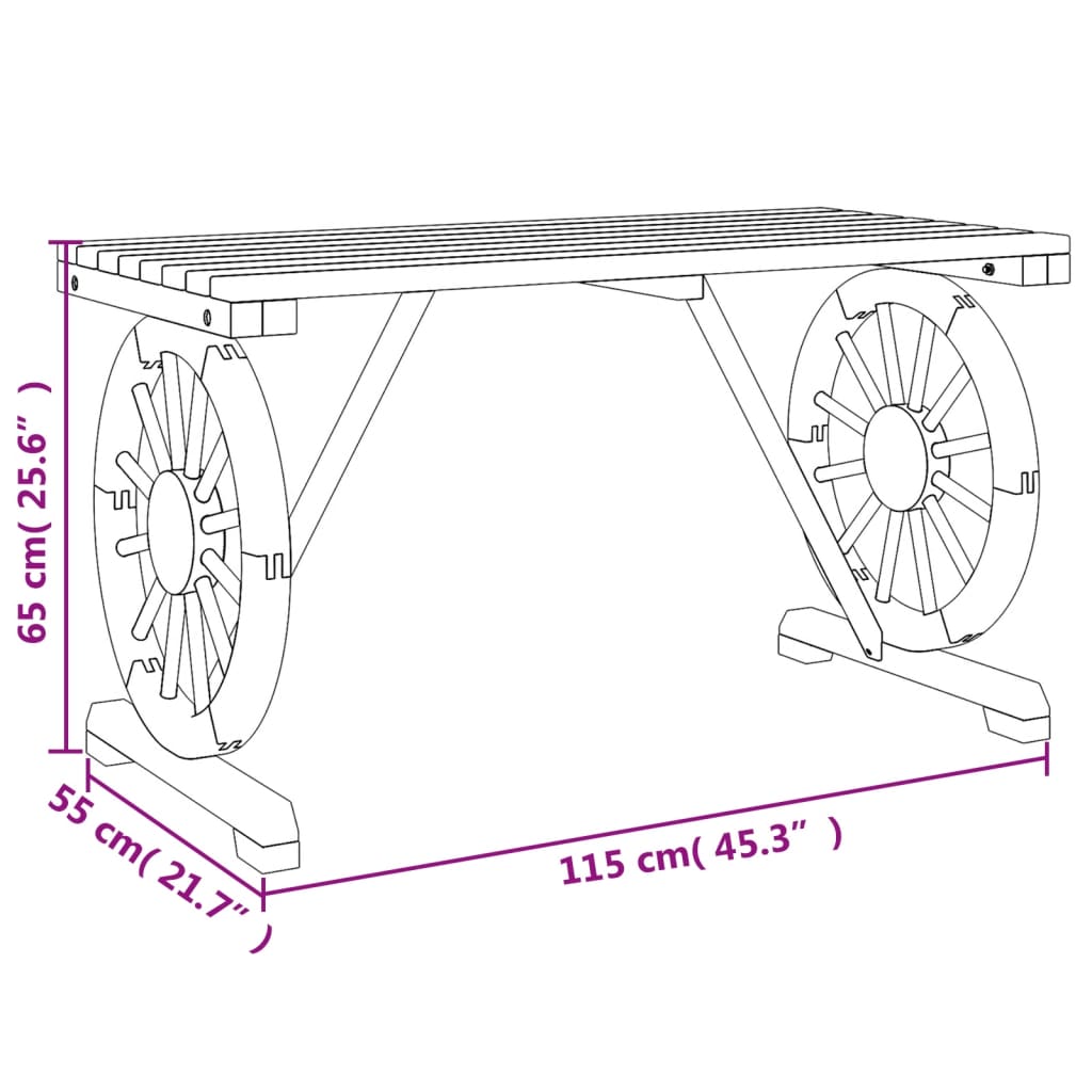 Hagebord 115x55x65 cm heltre gran