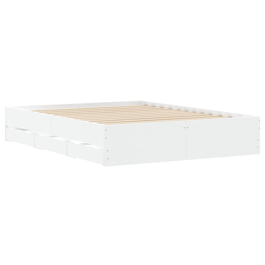 Sengeramme høyglans hvit 150x200 cm konstruert tre