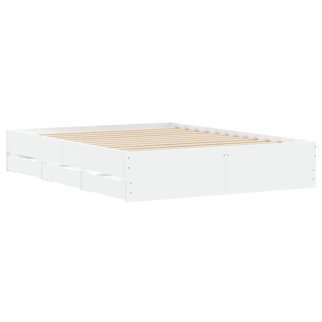 Sengeramme høyglans hvit 140x200 cm konstruert tre