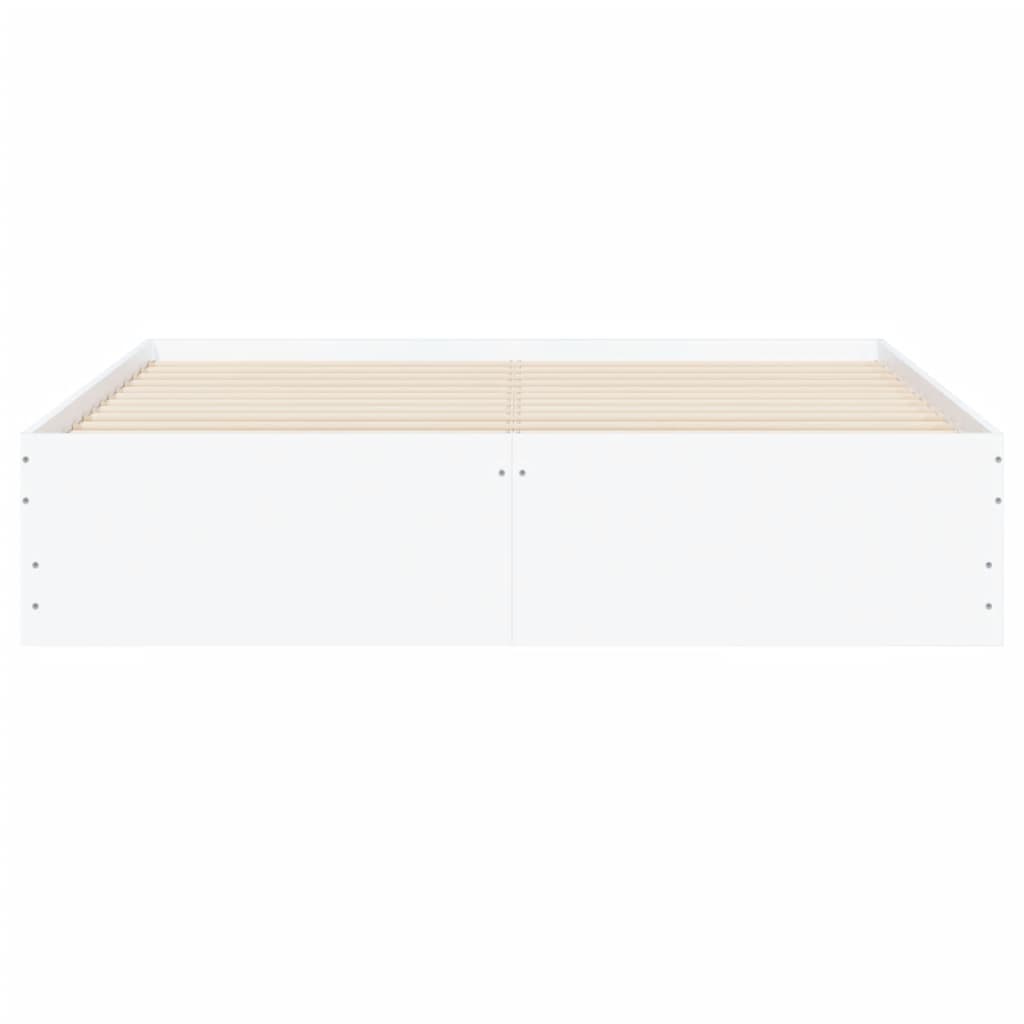 Sengeramme høyglans hvit 140x200 cm konstruert tre