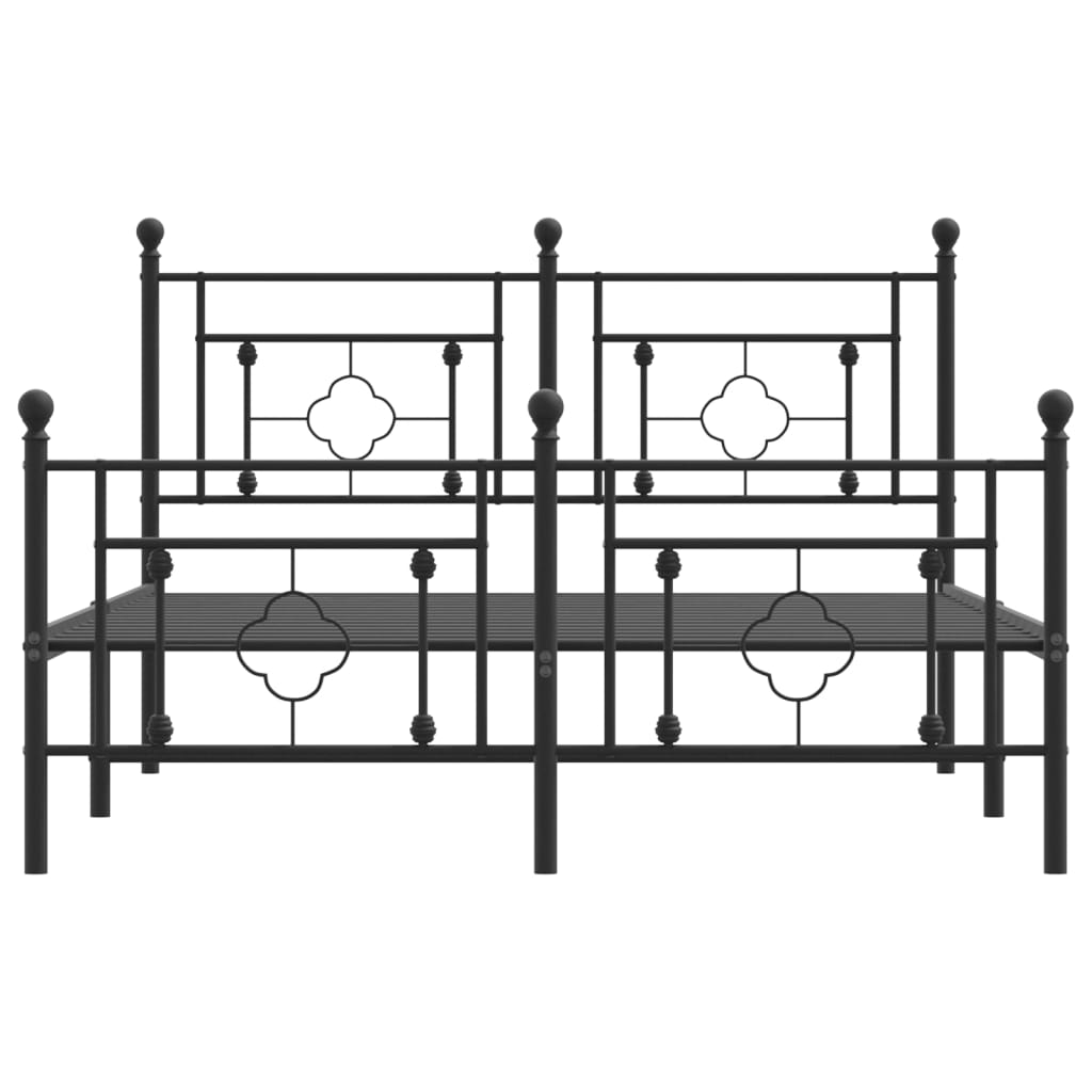 Sengeramme i metall med hode- og fotgavl svart 140x190 cm