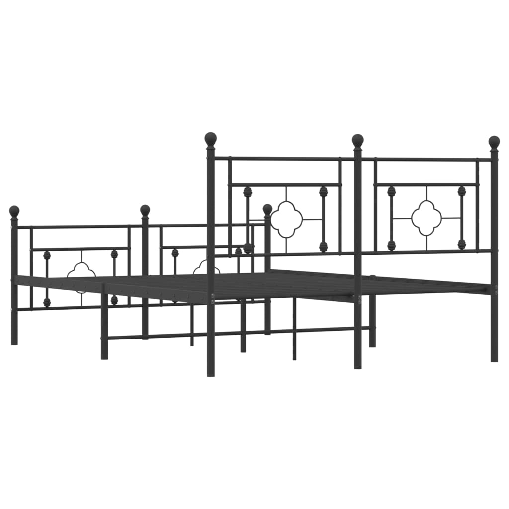 Sengeramme i metall med hode- og fotgavl svart 140x190 cm