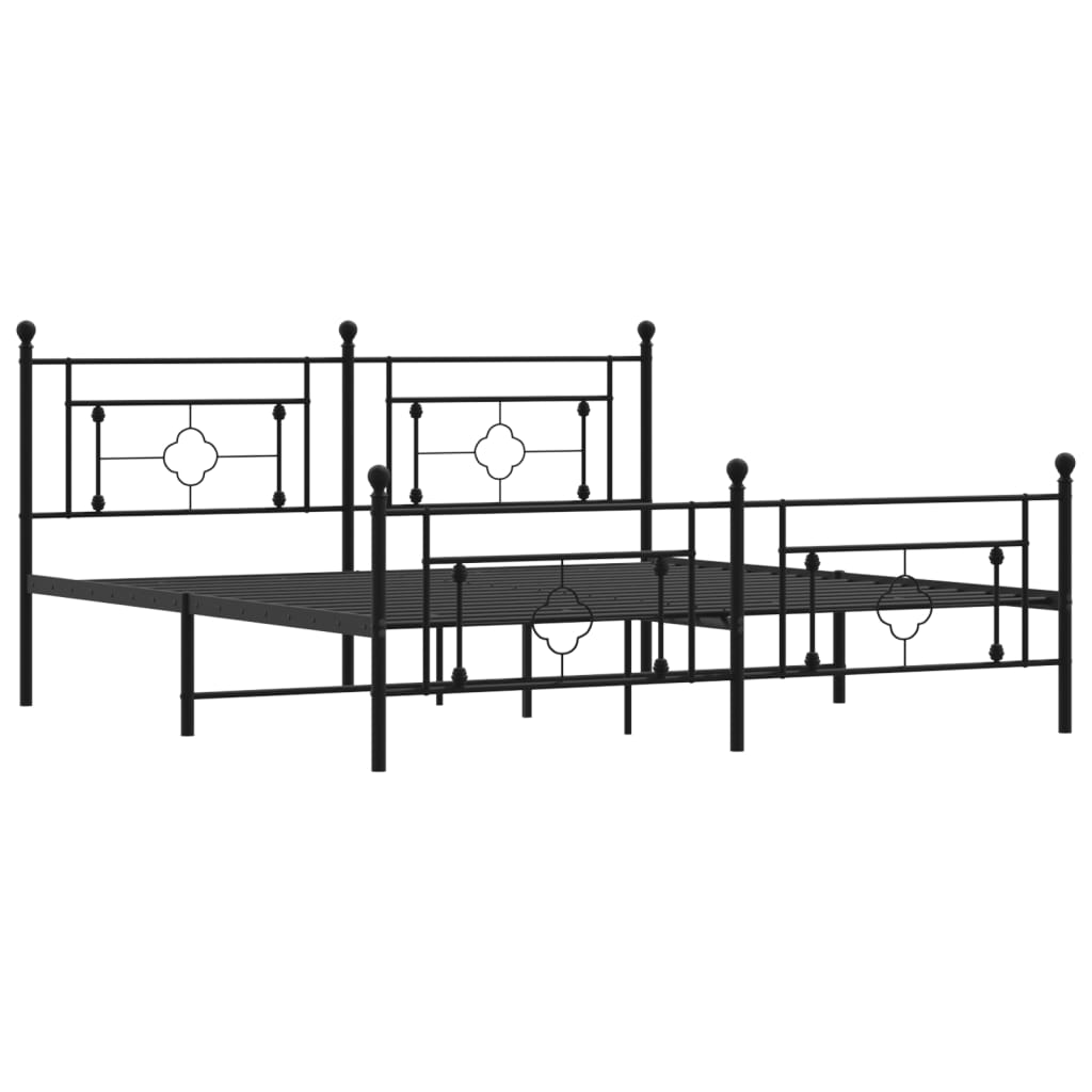Sengeramme i metall med hode- og fotgavl svart 183x213 cm