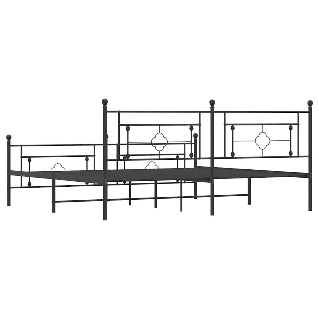 Sengeramme i metall med hode- og fotgavl svart 193x203 cm
