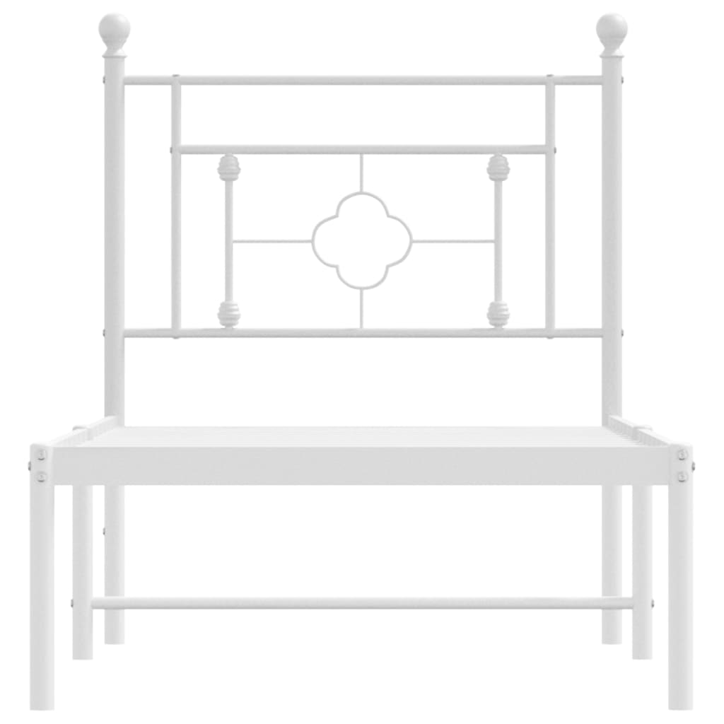 Sengeramme i metall uten madrass med hodegavl hvit 75x190 cm