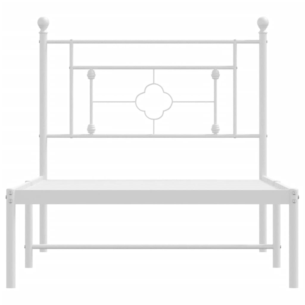 Sengeramme i metall med hodegavl hvit 90x190 cm