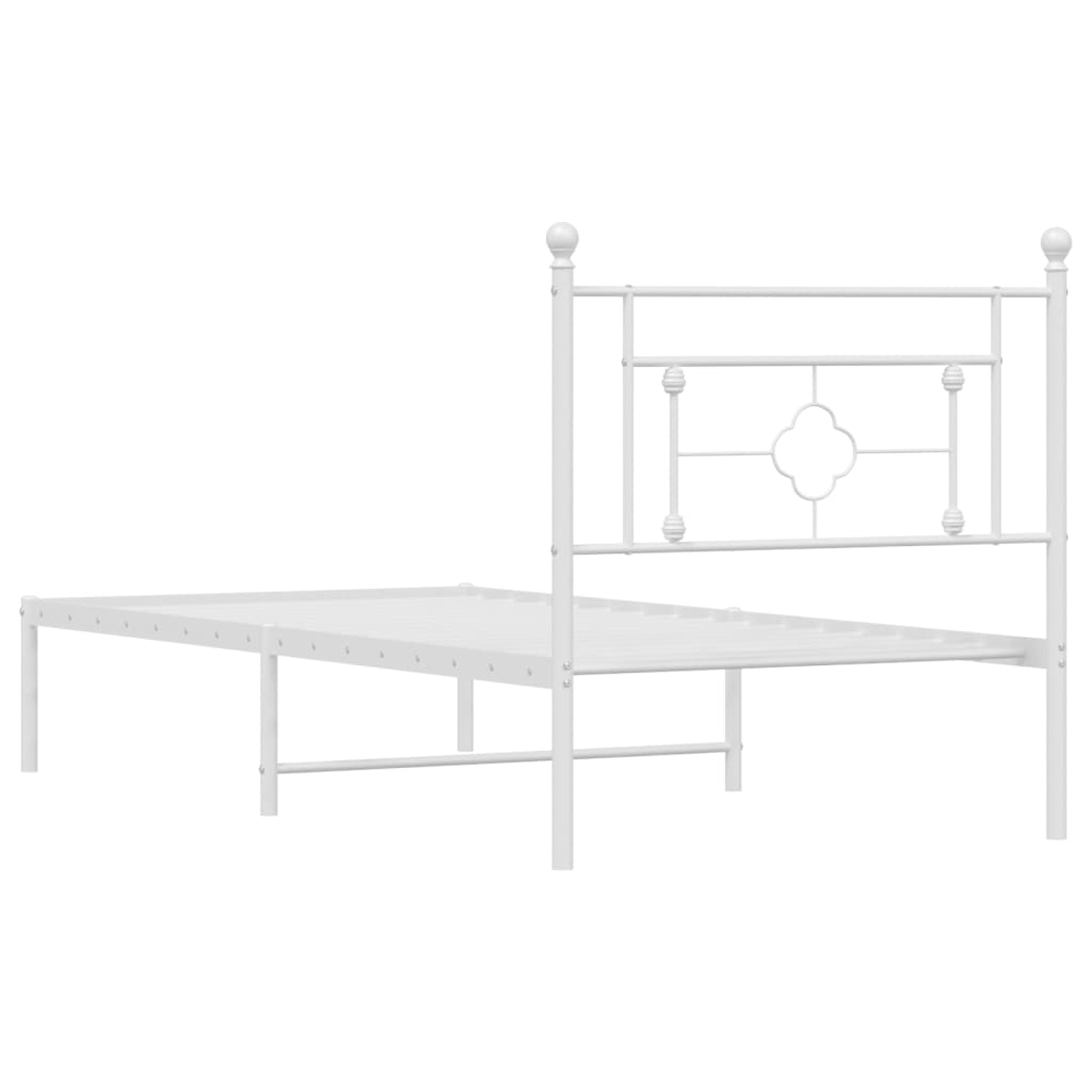 Sengeramme i metall med hodegavl hvit 90x190 cm