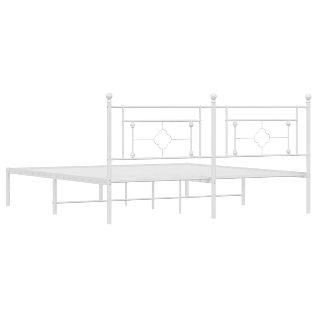 Sengeramme i metall med sengegavl hvit 180x200 cm