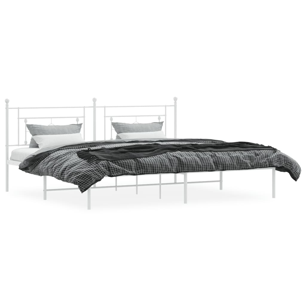 Sengeramme i metall med hodegavl hvit 193x203 cm