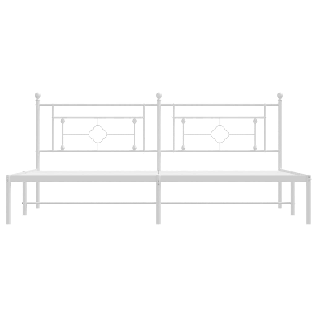 Sengeramme i metall med hodegavl hvit 193x203 cm