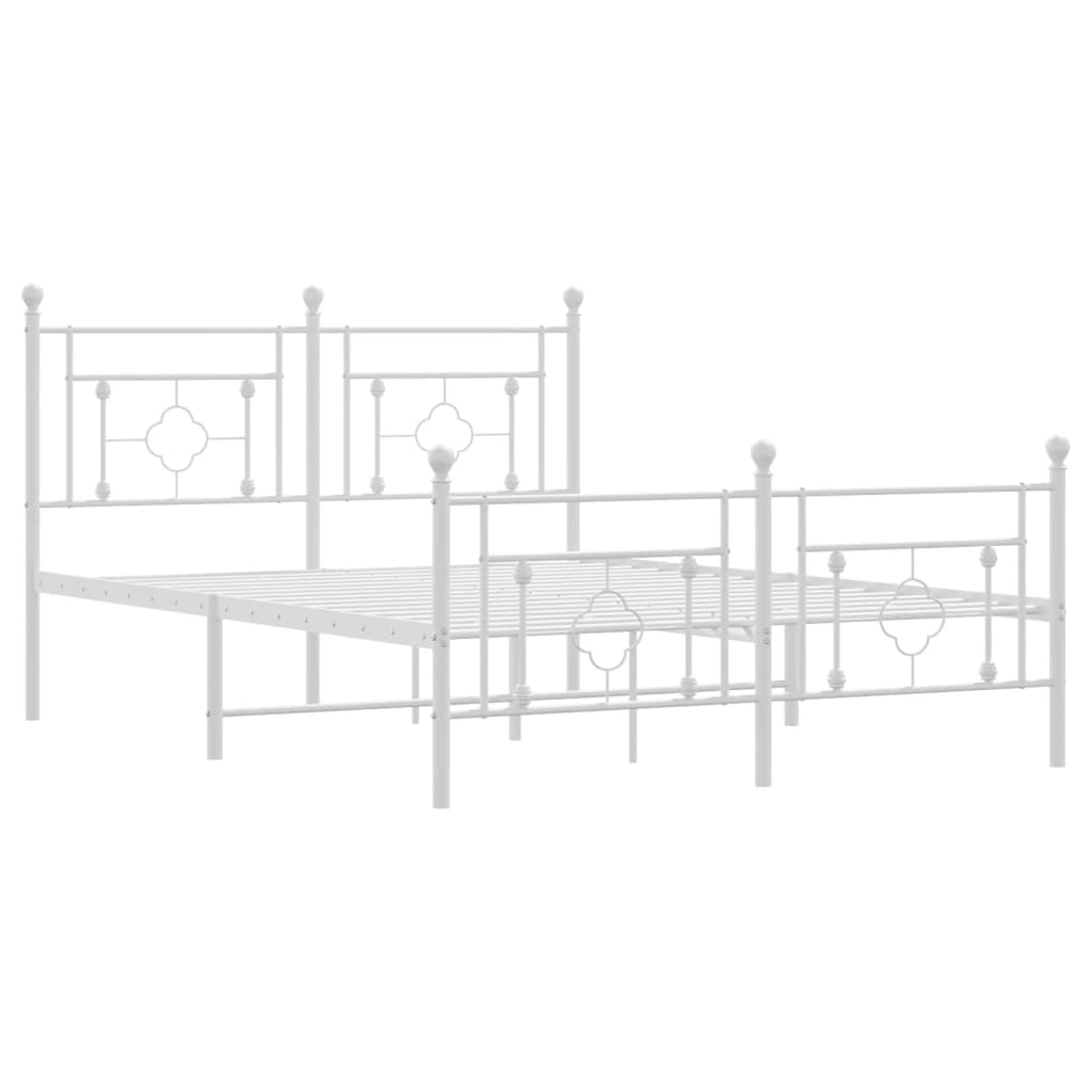 Sengeramme i metall med hode- og fotgavl hvit 140x200 cm