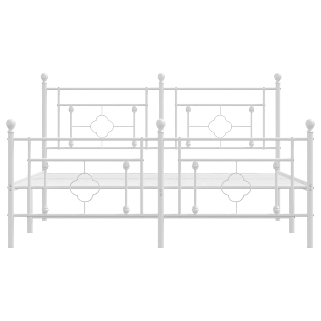Sengeramme i metall med hode- og fotgavl hvit 160x200 cm