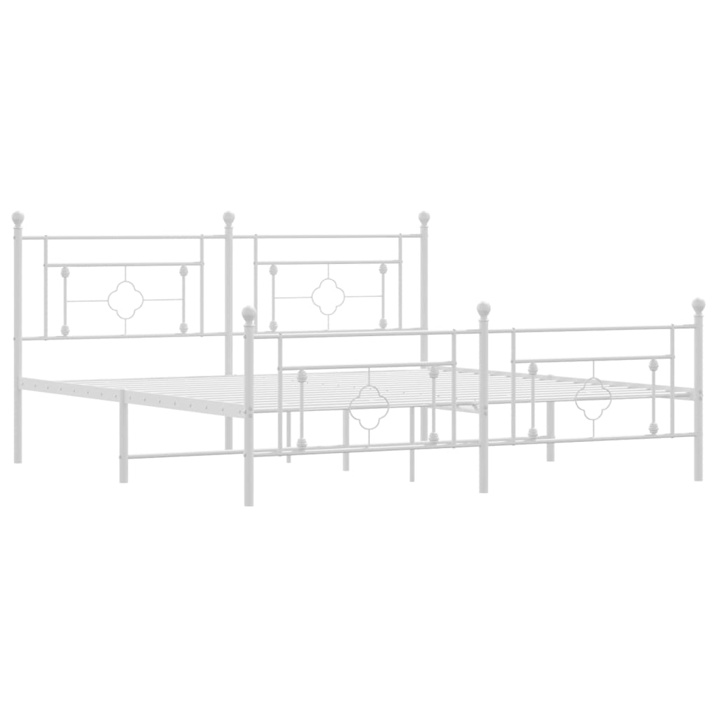 Sengeramme i metall med hode- og fotgavl hvit 180x200 cm