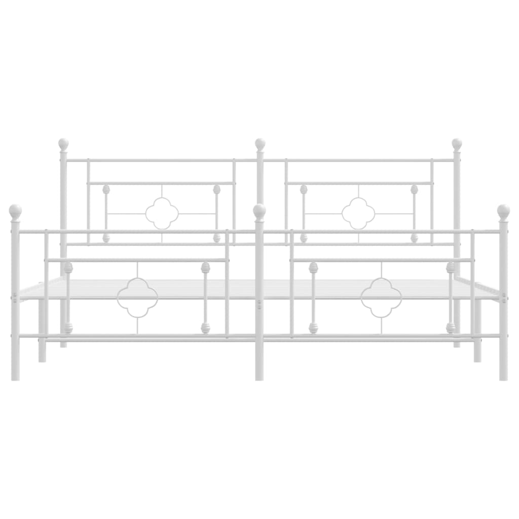 Sengeramme i metall med hode- og fotgavl hvit 180x200 cm