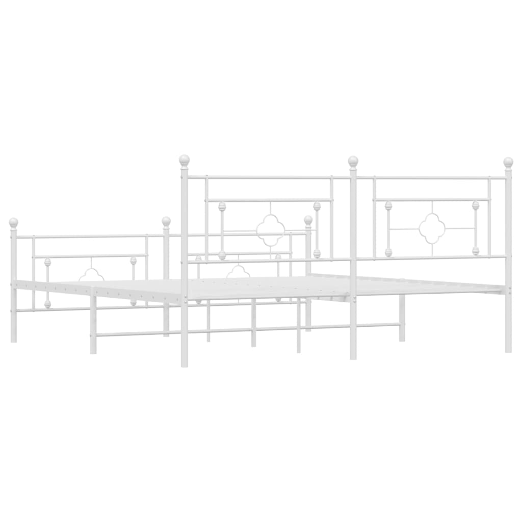 Sengeramme i metall med hode- og fotgavl hvit 180x200 cm