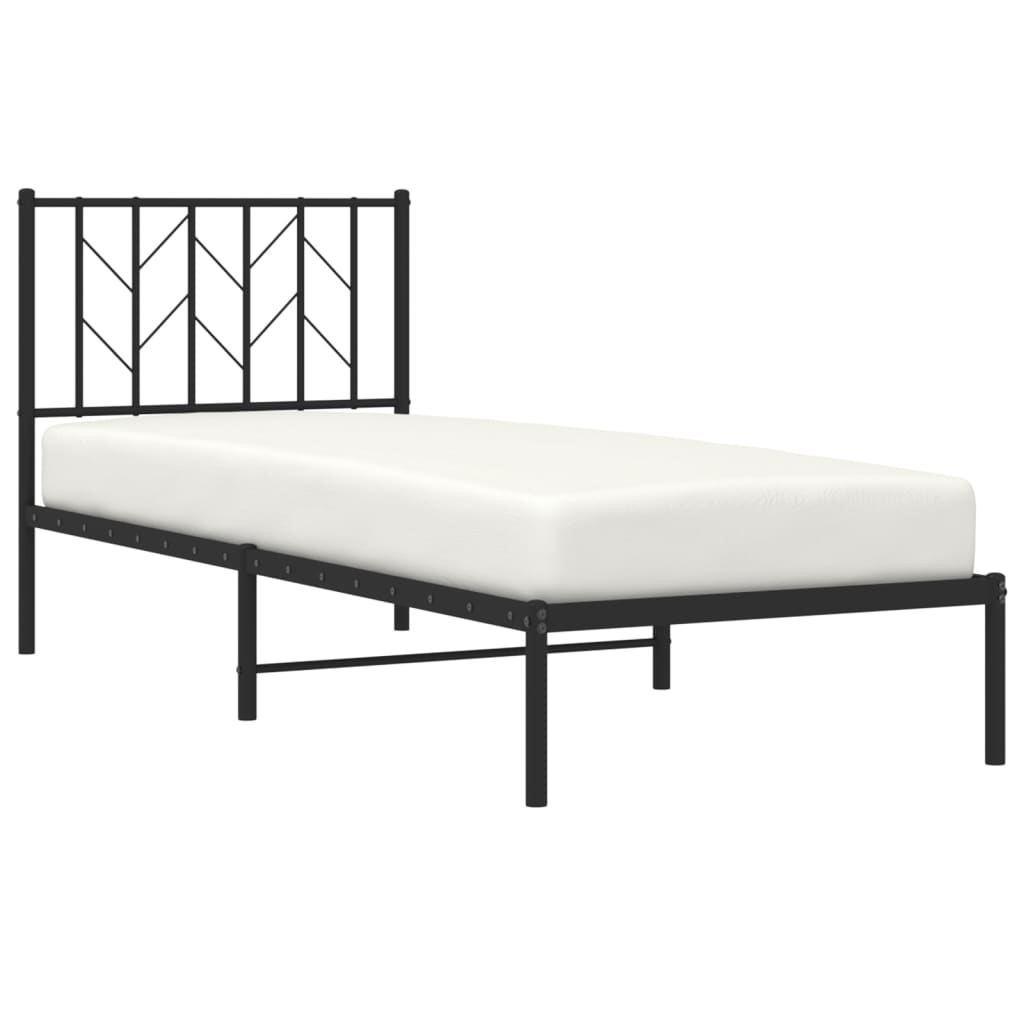 Sengeramme i metall med hodegavl svart 80x200 cm