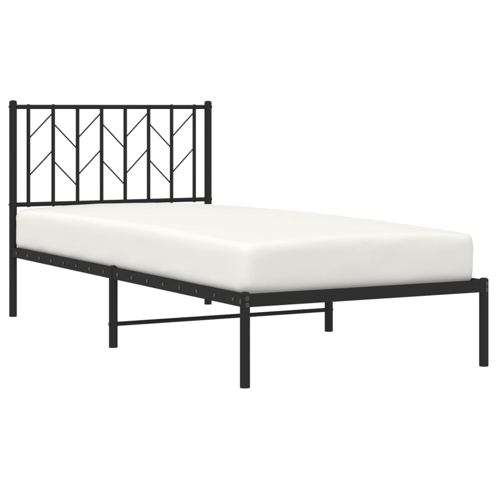 Sengeramme i metall med hodegavl svart 90x200 cm