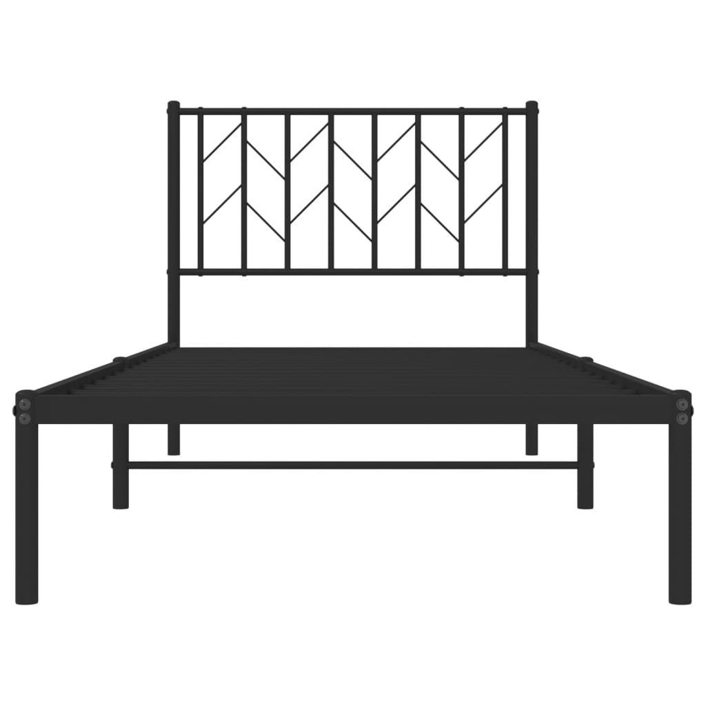 Sengeramme i metall med hodegavl svart 90x200 cm