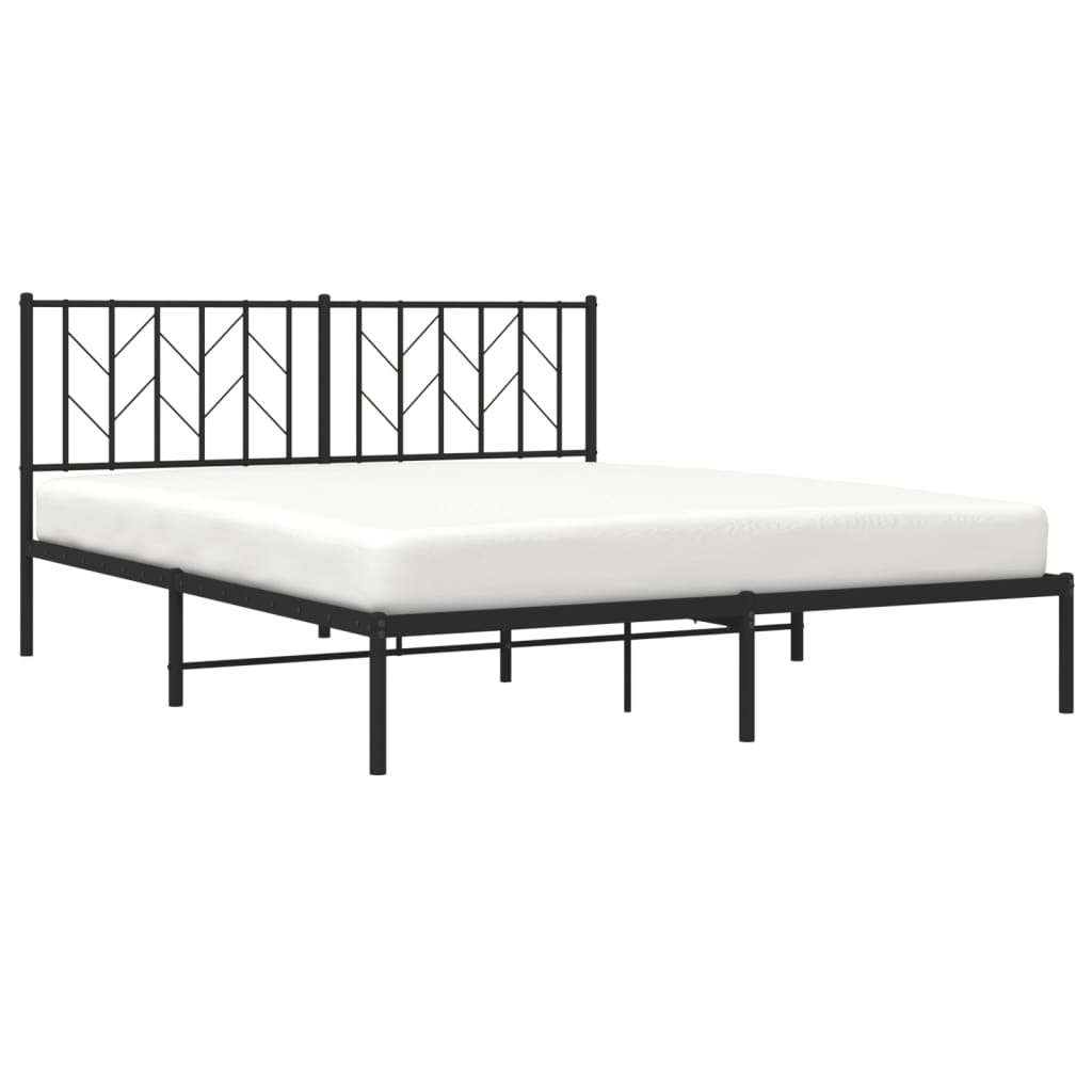 Sengeramme i metall med hodegavl svart 160x200 cm