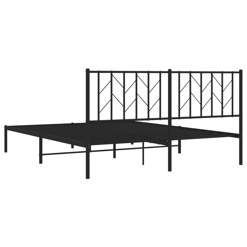 Sengeramme i metall med hodegavl svart 160x200 cm