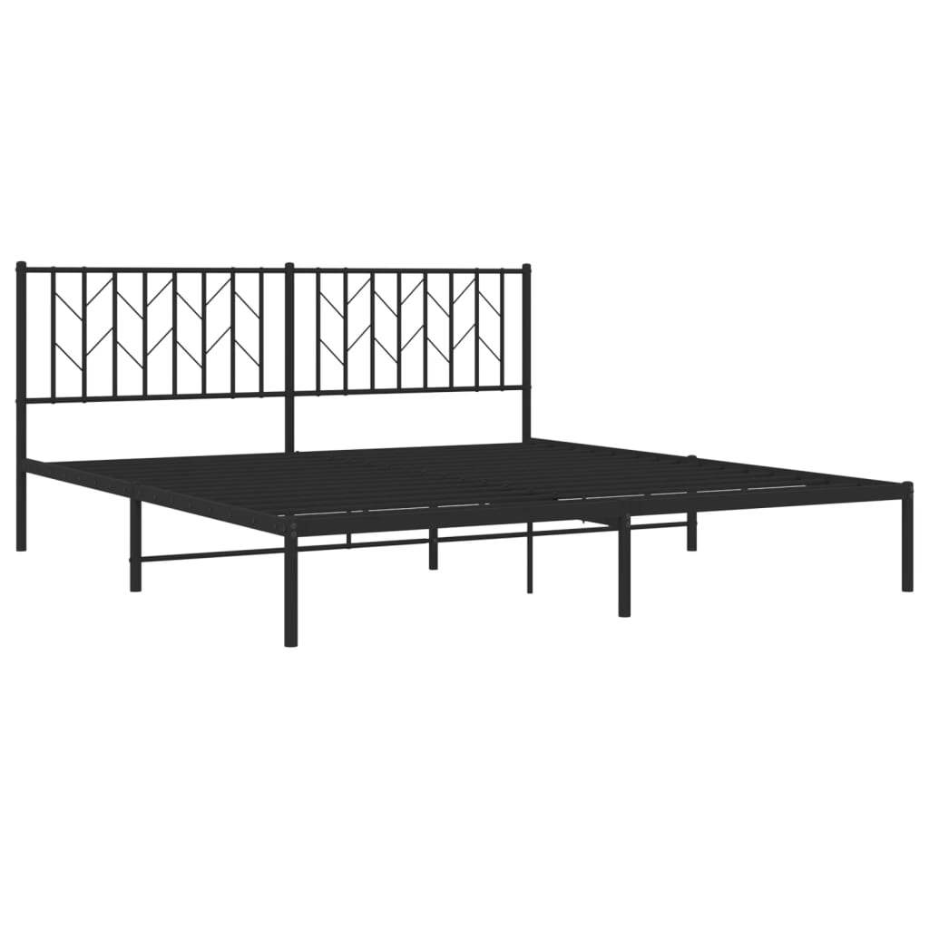 Sengeramme i metall med sengegavl svart 180x200 cm