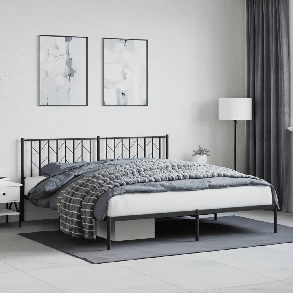 Sengeramme i metall med sengegavl svart 180x200 cm