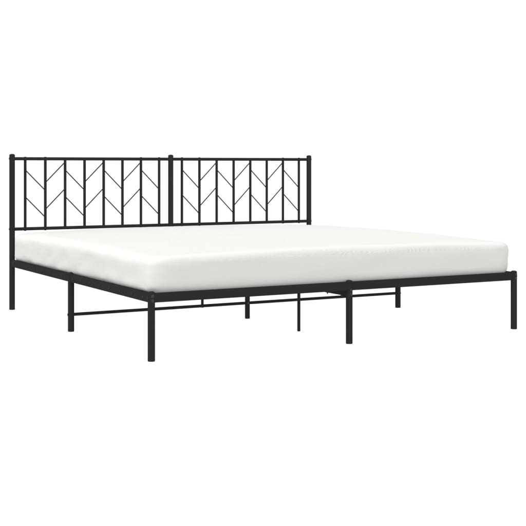 Sengeramme i metall med sengegavl svart 200x200 cm
