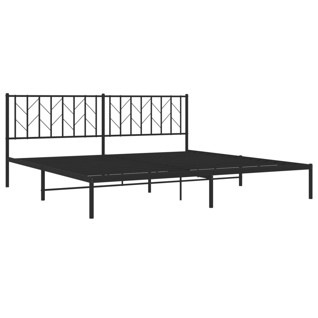Sengeramme i metall med sengegavl svart 200x200 cm