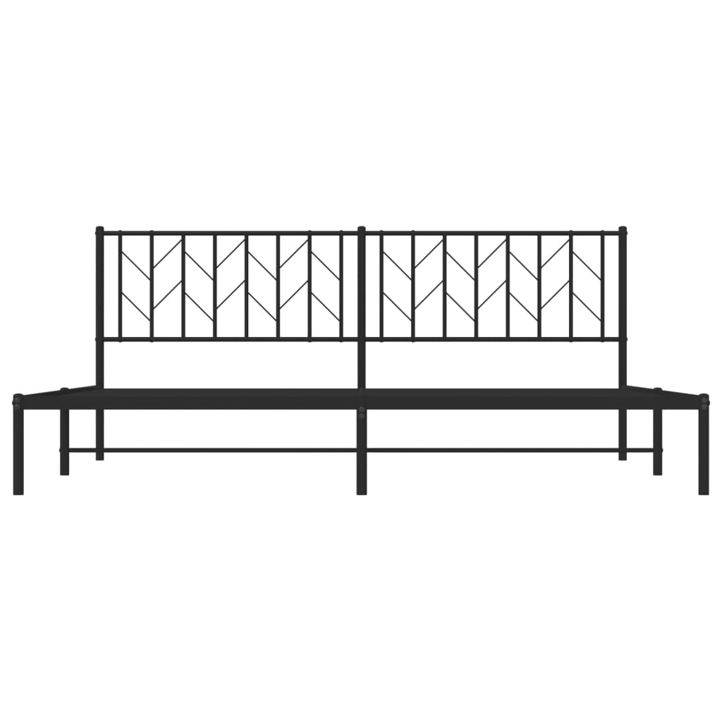 Sengeramme i metall med sengegavl svart 200x200 cm