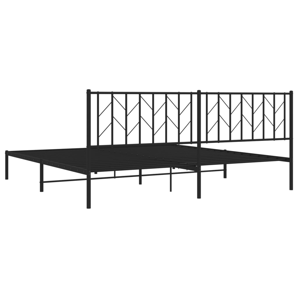 Sengeramme i metall med sengegavl svart 200x200 cm