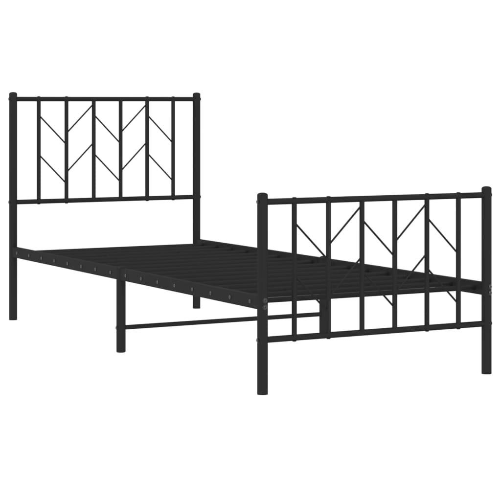 Sengeramme i metall med hode- og fotgavl svart 80x200 cm