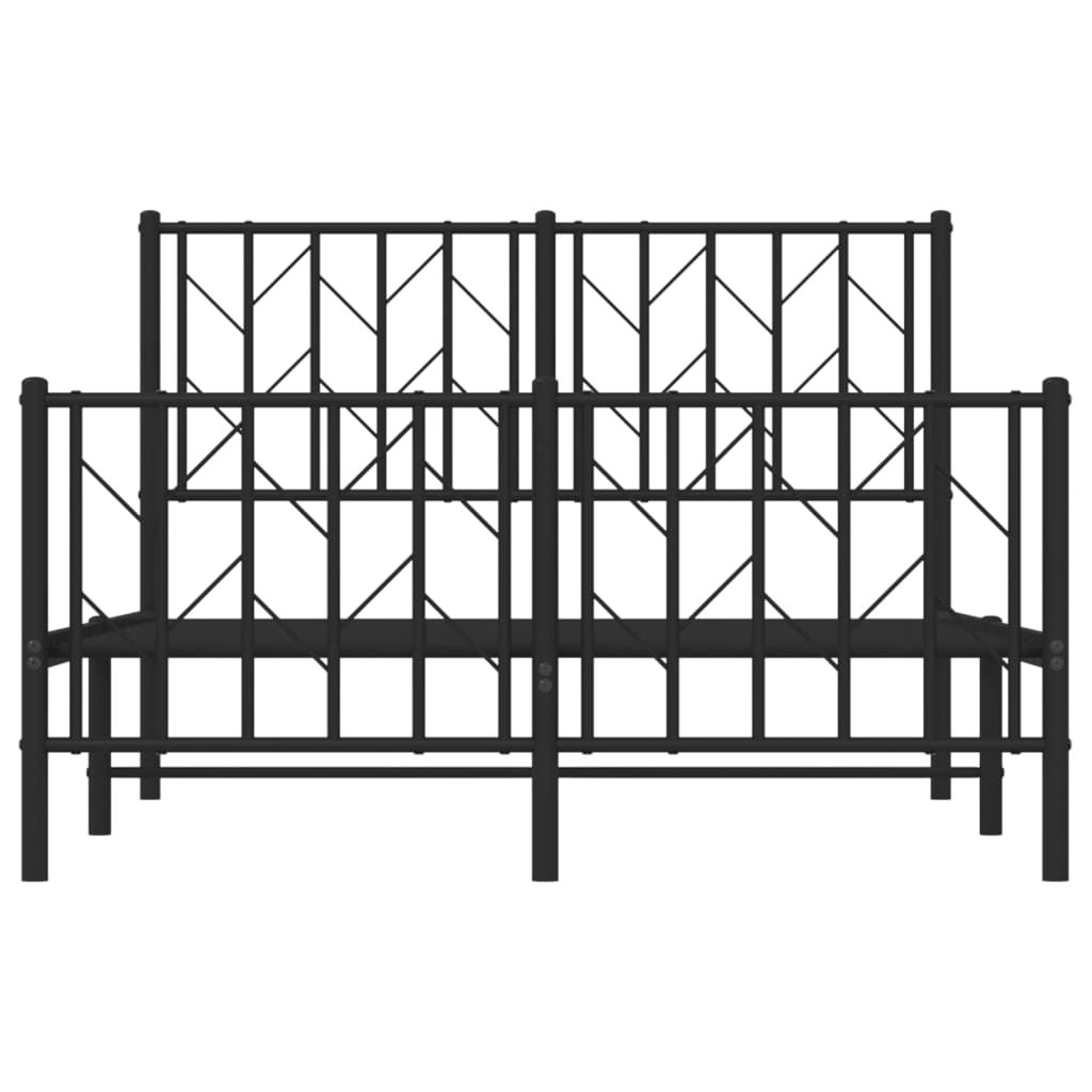 Sengeramme i metall med hode- og fotgavl svart 120x200 cm