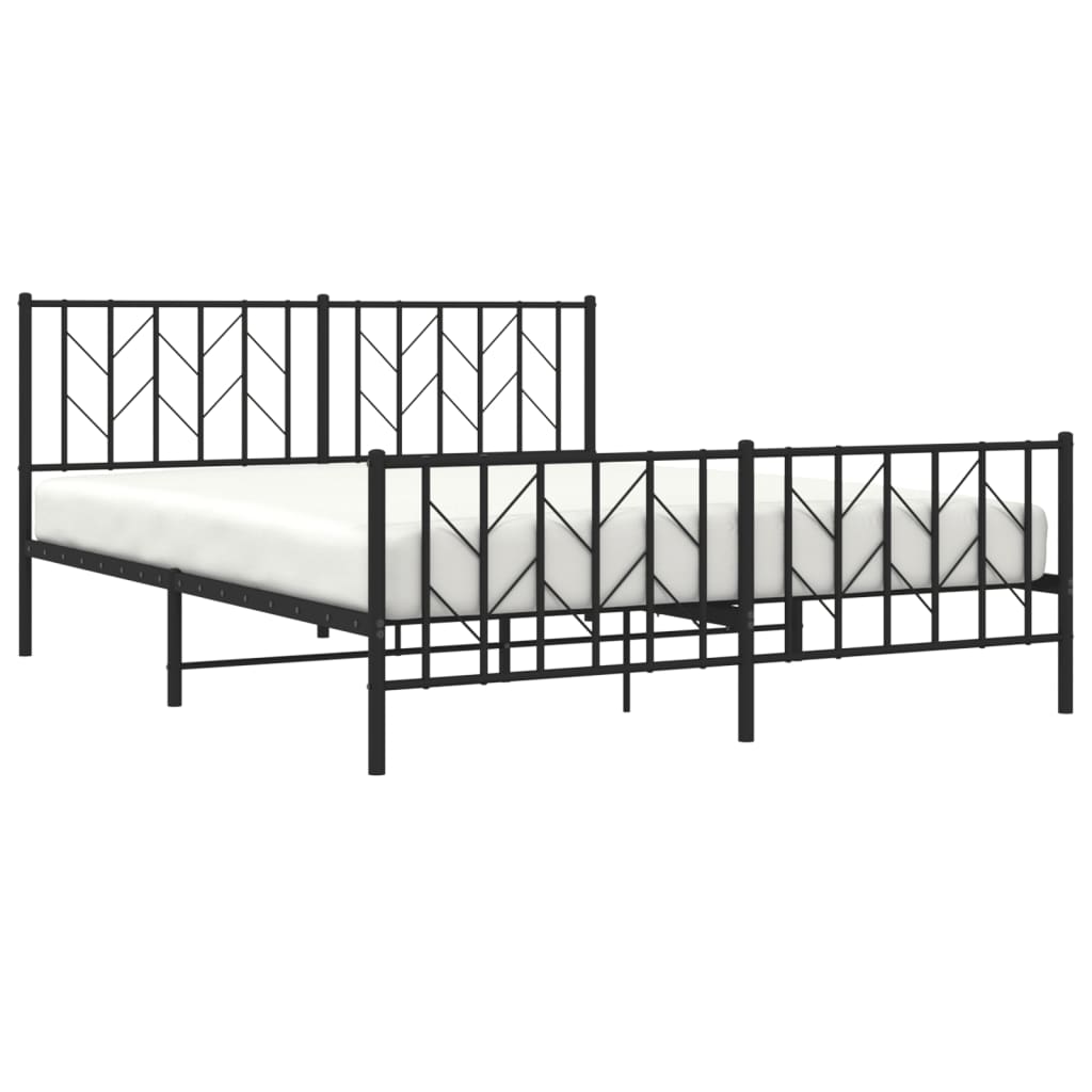 Sengeramme i metall uten madrass med fotgavl svart 160x200 cm
