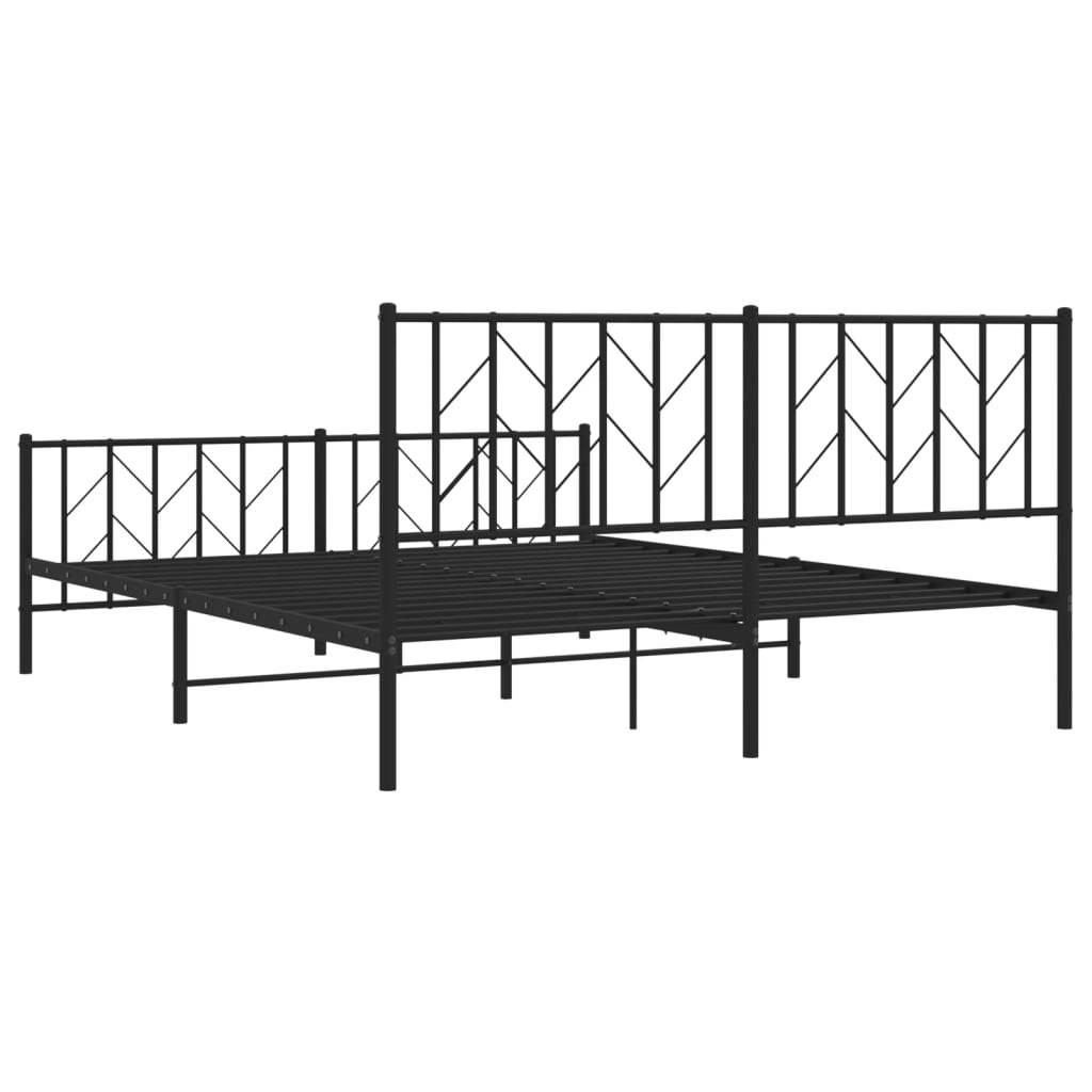 Sengeramme i metall uten madrass med fotgavl svart 160x200 cm