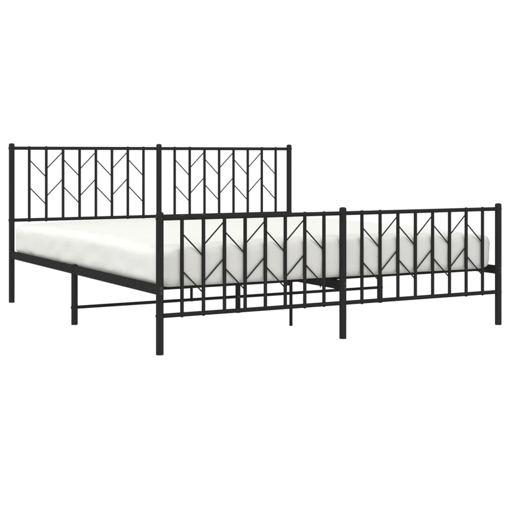 Sengeramme i metall uten madrass med fotgavl svart 180x200 cm